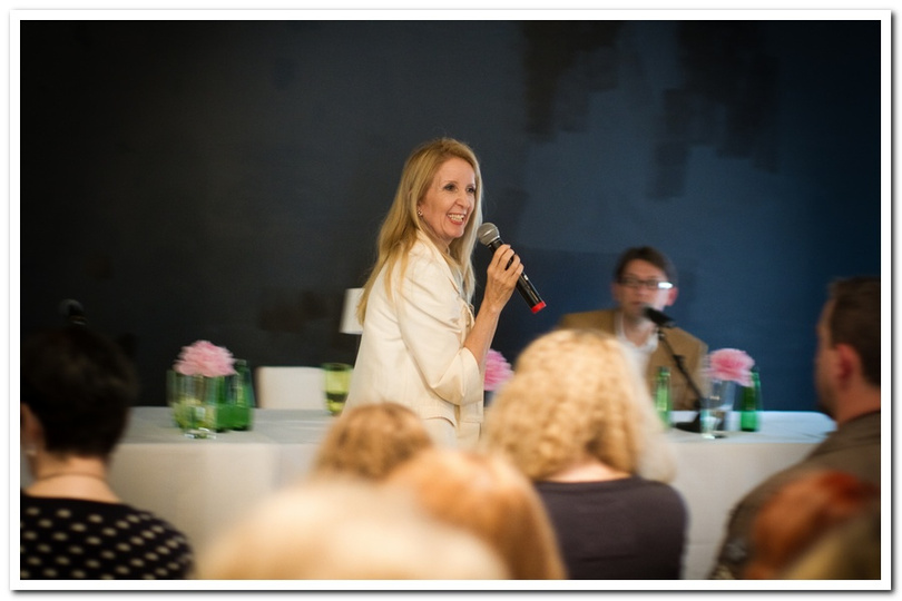 Gillian McKeith delivering a corporate keynote on stage