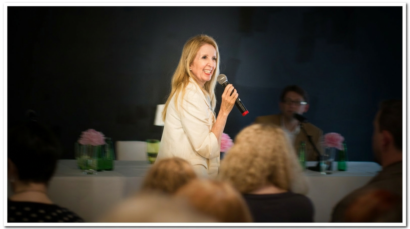 Gillian McKeith delivering a corporate keynote on stage